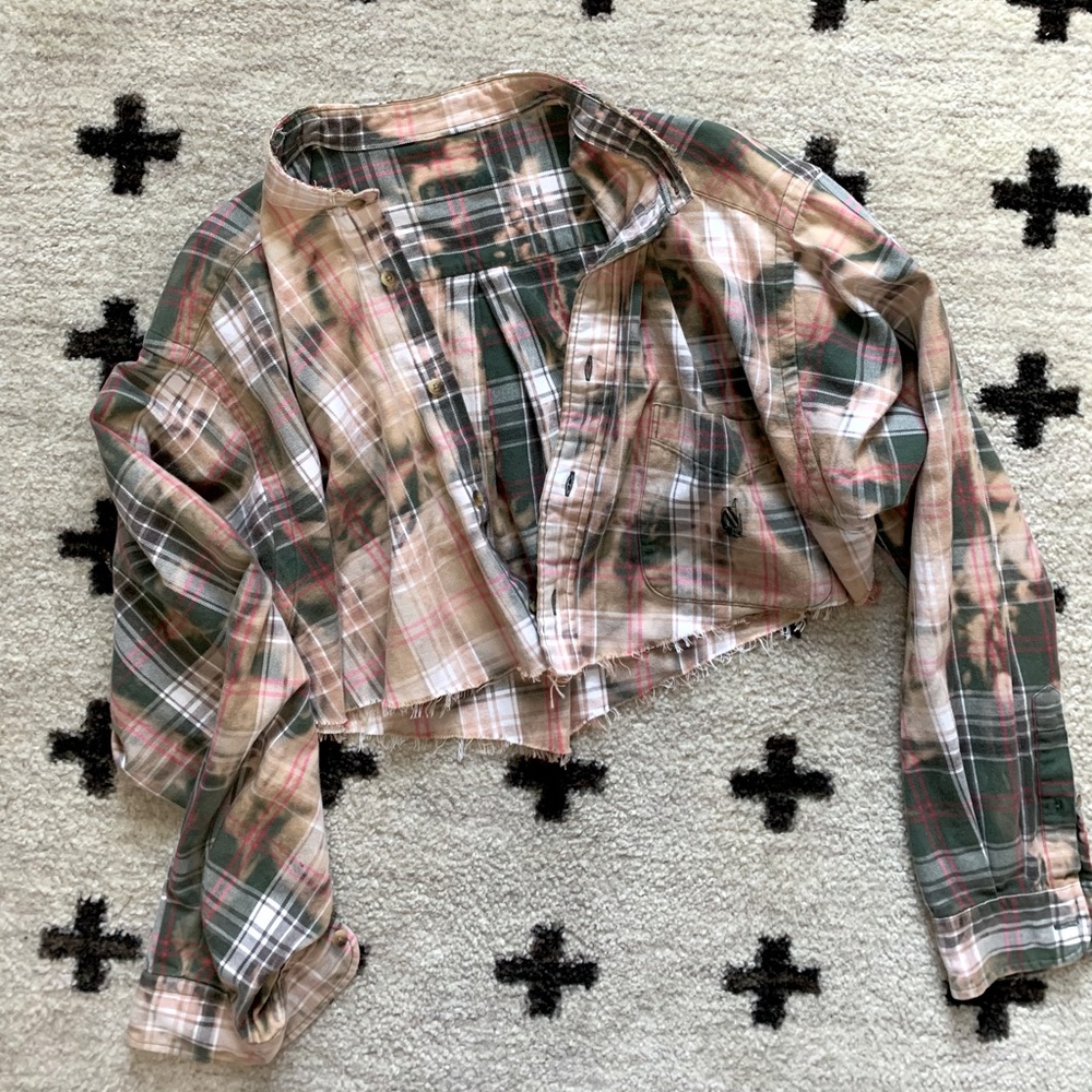 Vintage Upcycled Cropped Boho Flannel